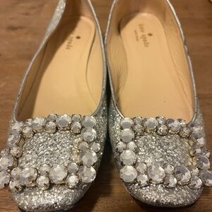 Kate Spade Silver Embellished Flats